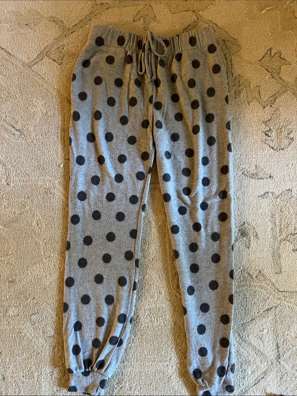 Gray Polka Dot fleece Jogger Pants - Comfortable Everyday Bottoms